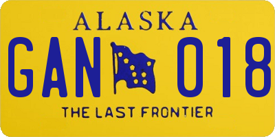 AK license plate GAN018