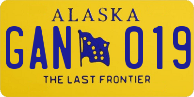 AK license plate GAN019