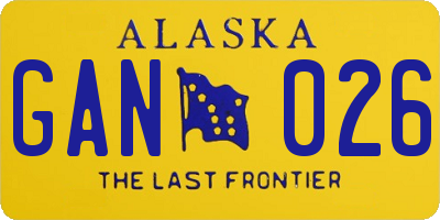 AK license plate GAN026