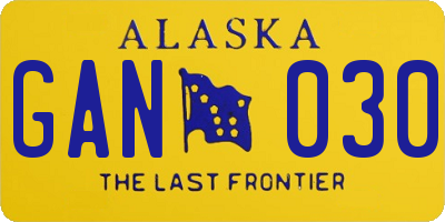 AK license plate GAN030