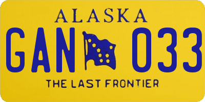 AK license plate GAN033