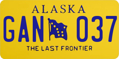 AK license plate GAN037