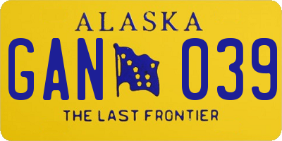 AK license plate GAN039