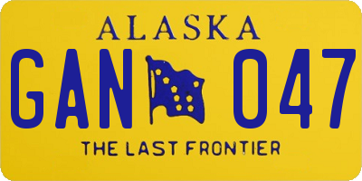 AK license plate GAN047