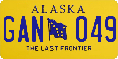 AK license plate GAN049