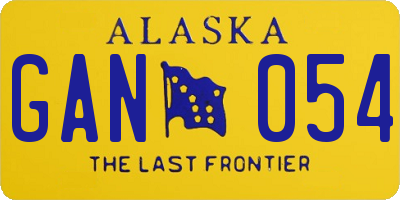 AK license plate GAN054