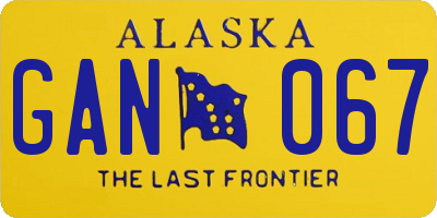 AK license plate GAN067