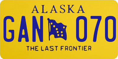 AK license plate GAN070