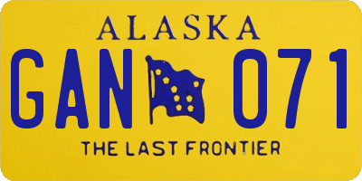 AK license plate GAN071