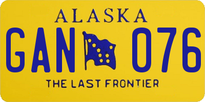 AK license plate GAN076