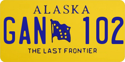 AK license plate GAN102