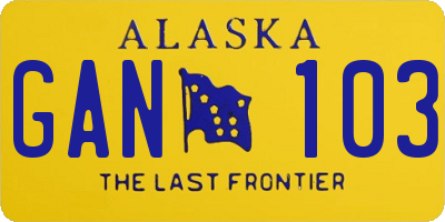 AK license plate GAN103