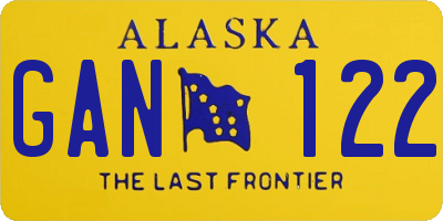 AK license plate GAN122