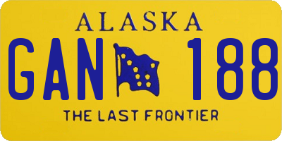 AK license plate GAN188