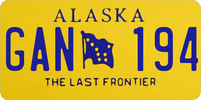 AK license plate GAN194