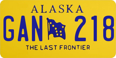 AK license plate GAN218