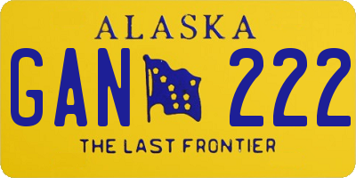 AK license plate GAN222