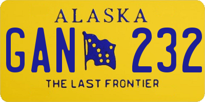 AK license plate GAN232