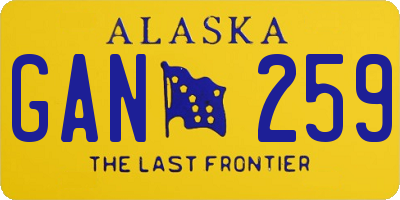 AK license plate GAN259