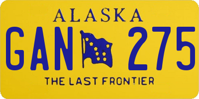 AK license plate GAN275