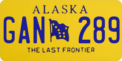 AK license plate GAN289