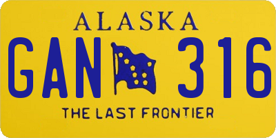 AK license plate GAN316