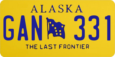 AK license plate GAN331