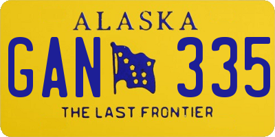 AK license plate GAN335