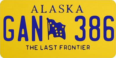 AK license plate GAN386