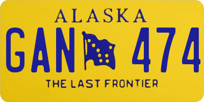 AK license plate GAN474