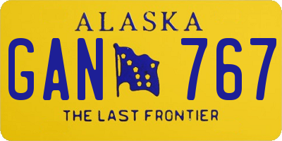 AK license plate GAN767