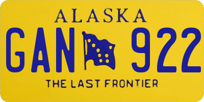 AK license plate GAN922