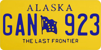 AK license plate GAN923