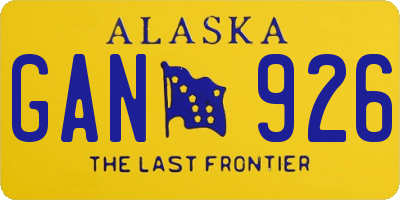 AK license plate GAN926