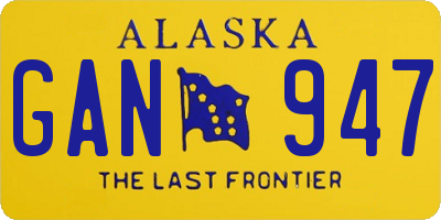 AK license plate GAN947