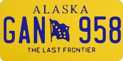 AK license plate GAN958