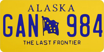 AK license plate GAN984
