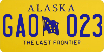AK license plate GAO023