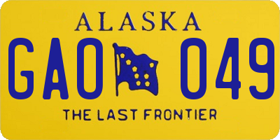 AK license plate GAO049