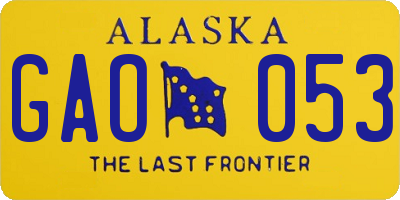 AK license plate GAO053