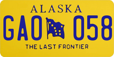 AK license plate GAO058