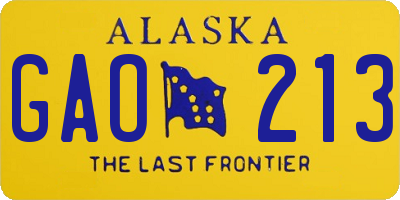 AK license plate GAO213