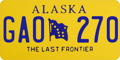 AK license plate GAO270