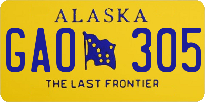 AK license plate GAO305