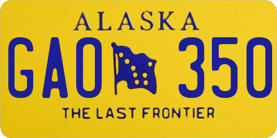AK license plate GAO350