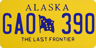AK license plate GAO390