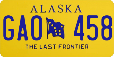 AK license plate GAO458