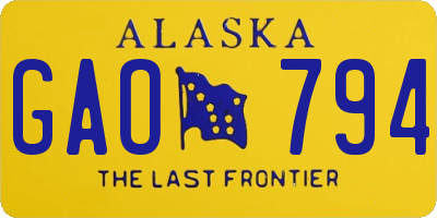 AK license plate GAO794