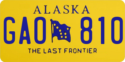 AK license plate GAO810