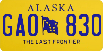AK license plate GAO830